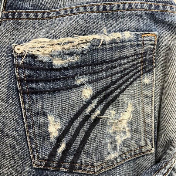 7 For All Mankind Women 30 Dojo Denim Shorts Y2K Distressed Bermuda Low Rise - Picture 16 of 16